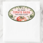 Tomatensalsa-conserveerlabel met waterverf tomat ovale sticker (Tas)