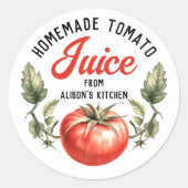 Tomatensap aangepaste stijl inblikken ronde sticker (Voorkant)