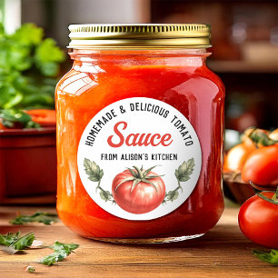 Tomatensap in vintage stijl blik ronde sticker