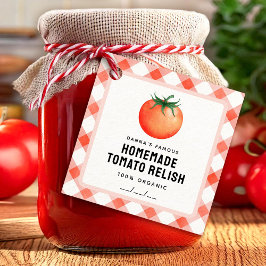 Tomatensaus-etiket met rode tomaat boerderij-look bedankjes labels