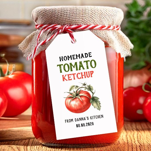Tomatensaus Etiket met rode tomaat Cadeaulabel