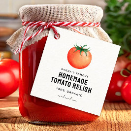 Tomatensaus etiket met rode tomaat voor eigen rece