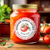 Tomatensaus etikettering waterverf tomaat ronde sticker