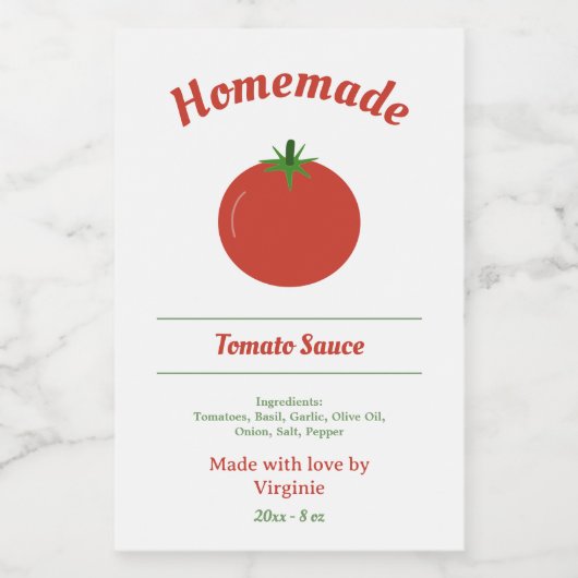 Tomatensaus Flesetiket Sticker (Enkel label)