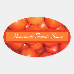Tomatensaus/gesneden inbliketiket ovale sticker