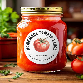 Tomatensaus inmaaklabel zelfgemaakte tomaat ronde sticker
