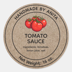 Tomatensaus Jar Label Kraft Papier Stijl