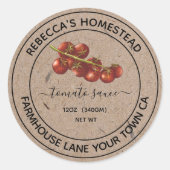 Tomatensaus Kraftpapier Potlabels Ronde Sticker (Voorkant)
