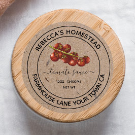 Tomatensaus Kraftpapier Potlabels Ronde Sticker