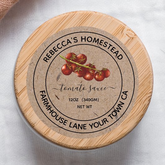 Tomatensaus Kraftpapier Potlabels Ronde Sticker