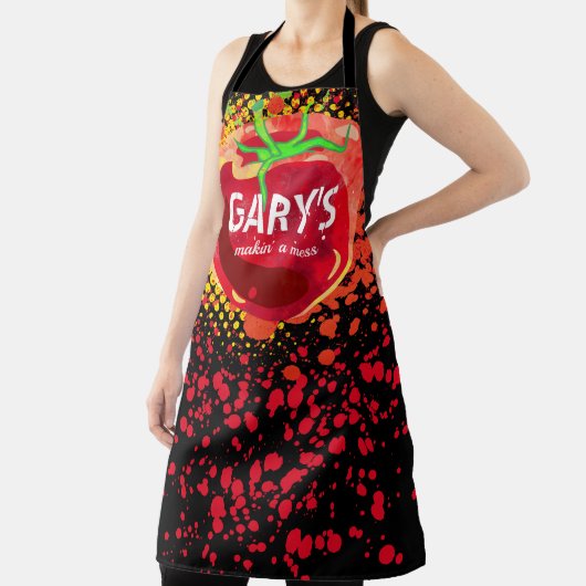Tomatensaus spits romige kok gepersonaliseerd schort (Insitu)