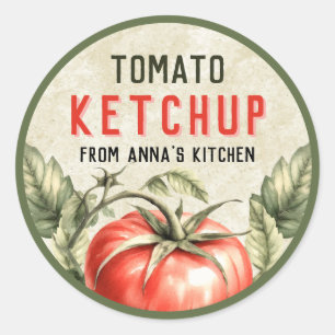 Tomatensaus sticker met vintage achtergrond