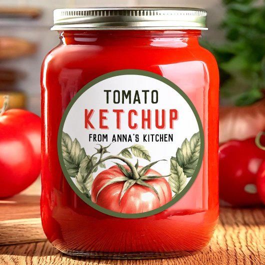 Tomatensaus sticker met waterverf tomaat