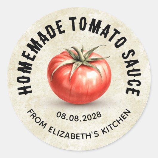Tomatensaus vintage inbliklabel ronde sticker (Voorkant)