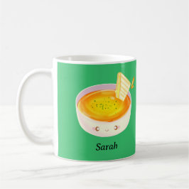 Tomatensoep en broodje met gegrilde kaas koffiemok