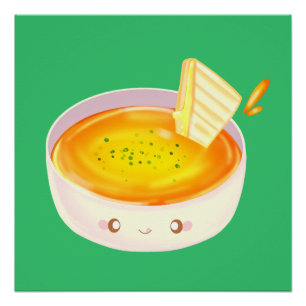 Tomatensoep en broodje met gegrilde kaas perfect poster