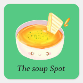 Tomatensoep en broodje met gegrilde kaas vierkante sticker