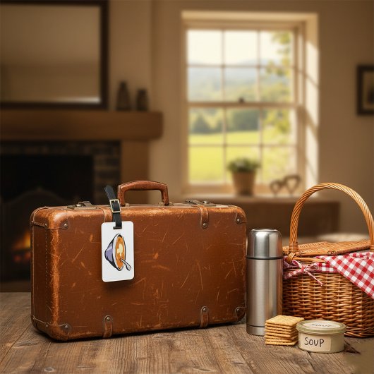 Tomatensoep met lepel bagagelabel