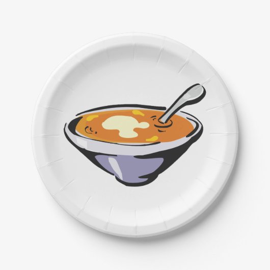 Tomatensoep met lepel papieren bordje (Voorkant)