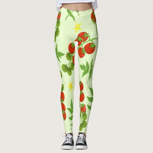 Tomatentango:  groentedruk leggings (Voorkant)