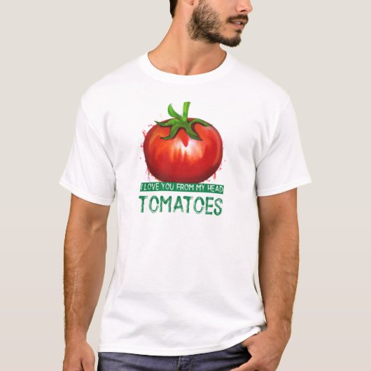 Tomatenteler waar ik van hou, uit mijn hoofd tomat t-shirt (Voorkant)
