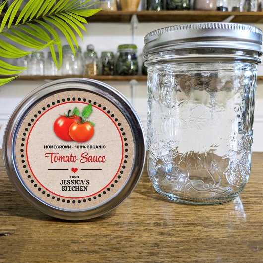 Tomatenvacuümglas Kraftpapier stijl label