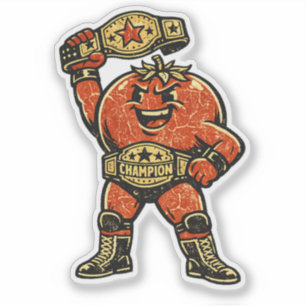 Tomatenworstelkampioen — Vintage Retro Vechtersbaa Sticker