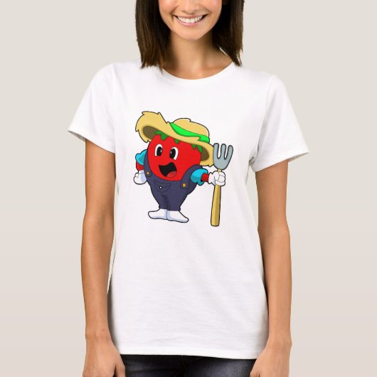 Tomato as Farmer met Rake T-shirt (Voorkant)