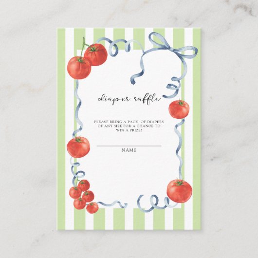 Tomato baby shower - diaper raffle  informatiekaartje (Voorkant)