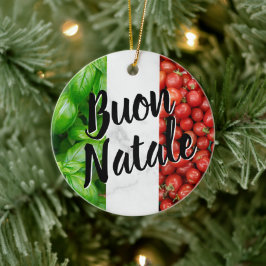 Tomato Basil Buon Natale Keramisch Ornament