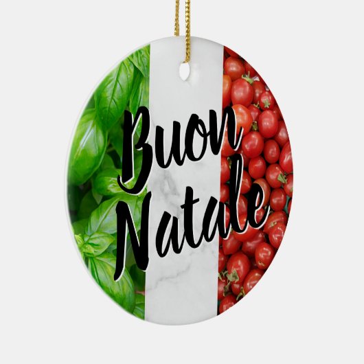 Tomato Basil Buon Natale Keramisch Ornament (Rechts)