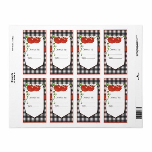 Tomato Canning Jar Labels (Full Sheet)