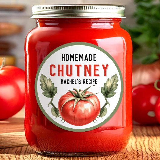 Tomato Chutney Canning label met  gevoel
