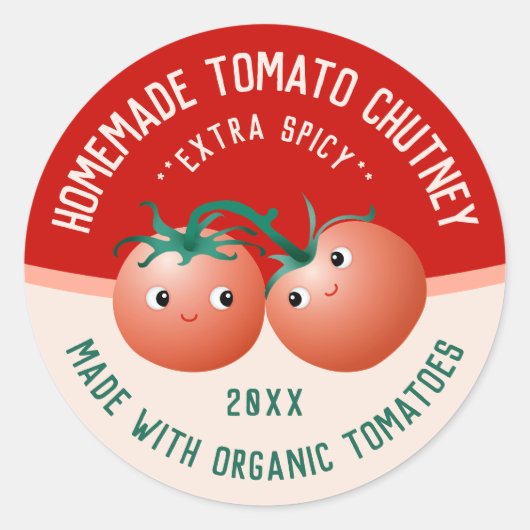 Tomato Chutney Sticker voor uw zelfgemaakte recept (Voorkant)