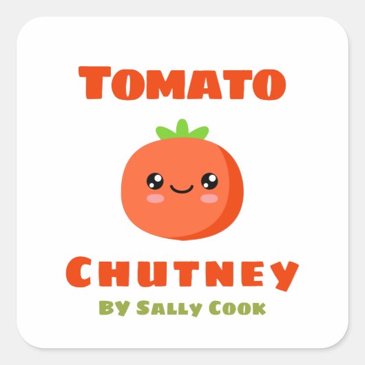 Tomato chutney vierkante sticker (Voorkant)