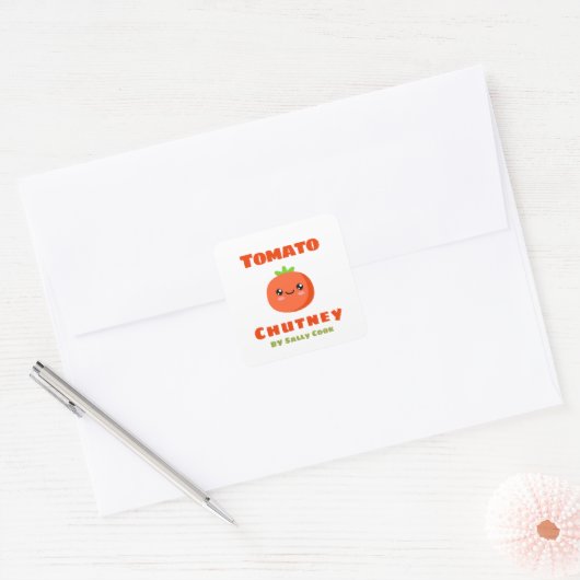 Tomato chutney vierkante sticker (Envelop)