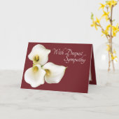 Tomato Color Background Calla Lilies Sympathie Kaart (Gele Bloem)