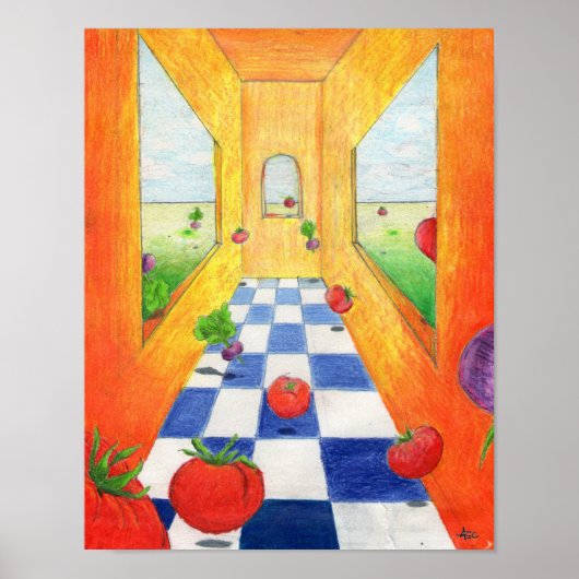 Tomato en Radish Kitchen drukken Salad Party! Poster (Voorkant)