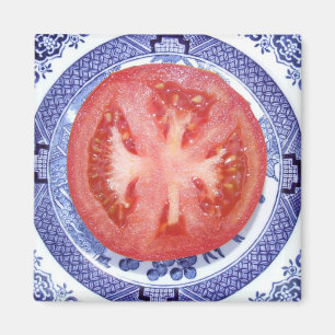 TOMATO EN WILLOW PATROON BORD FRIDGE MAGNET