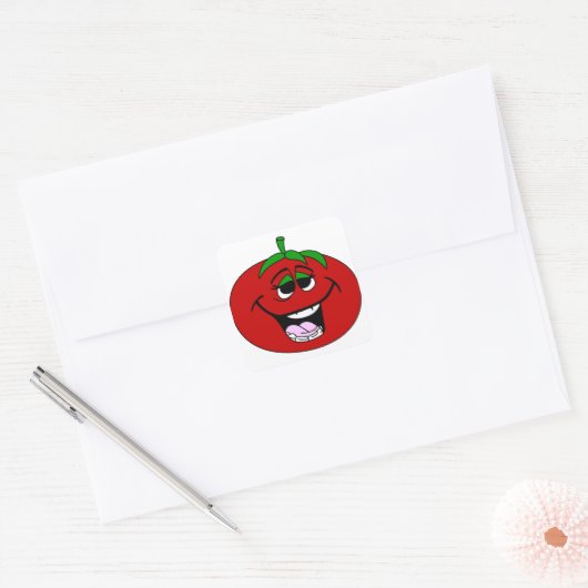 Tomato Face Vierkante Sticker (Envelop)