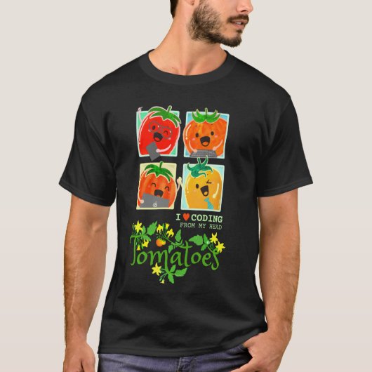 Tomato Fruit Pun I Love Coding van Mijn Head Tomat T-shirt (Voorkant)