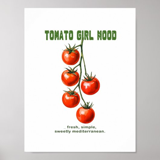 Tomato Girl Mood Aesthetic Watercolor Poster (Voorkant)