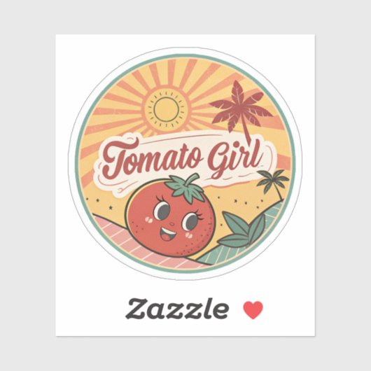 Tomato Girl Summer | Retro Fruit Summer Sticker (Vel)