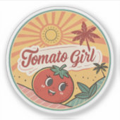 Tomato Girl Summer | Retro Fruit Summer Sticker (Voorkant)