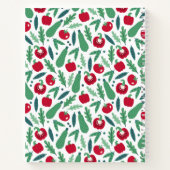 Tomato + komkommer plantaardig patroon met naam on notitieboek (Achterkant)