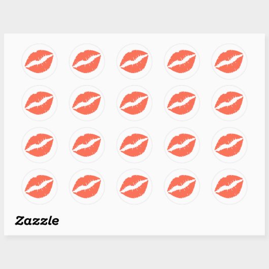 Tomato Lipstick Print Ronde Sticker (Vel)
