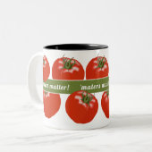 Tomato Lover Gardener Tomaten Matter Fun Tweekleurige Koffiemok (Voorkant links)