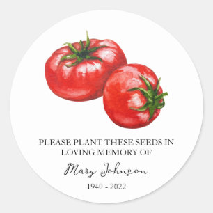 Tomato Memorial Funeral Seed Packet Ronde Sticker