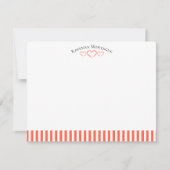 Tomato Modern Open Hearts Striped Note Card Notitiekaartje (Voorkant)