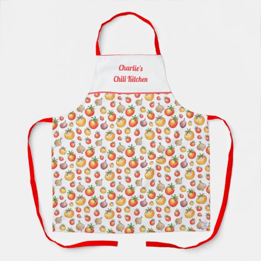 Tomato Onion Chili Patten Hand-Drawn Summer Foodie Schort (Voorkant)